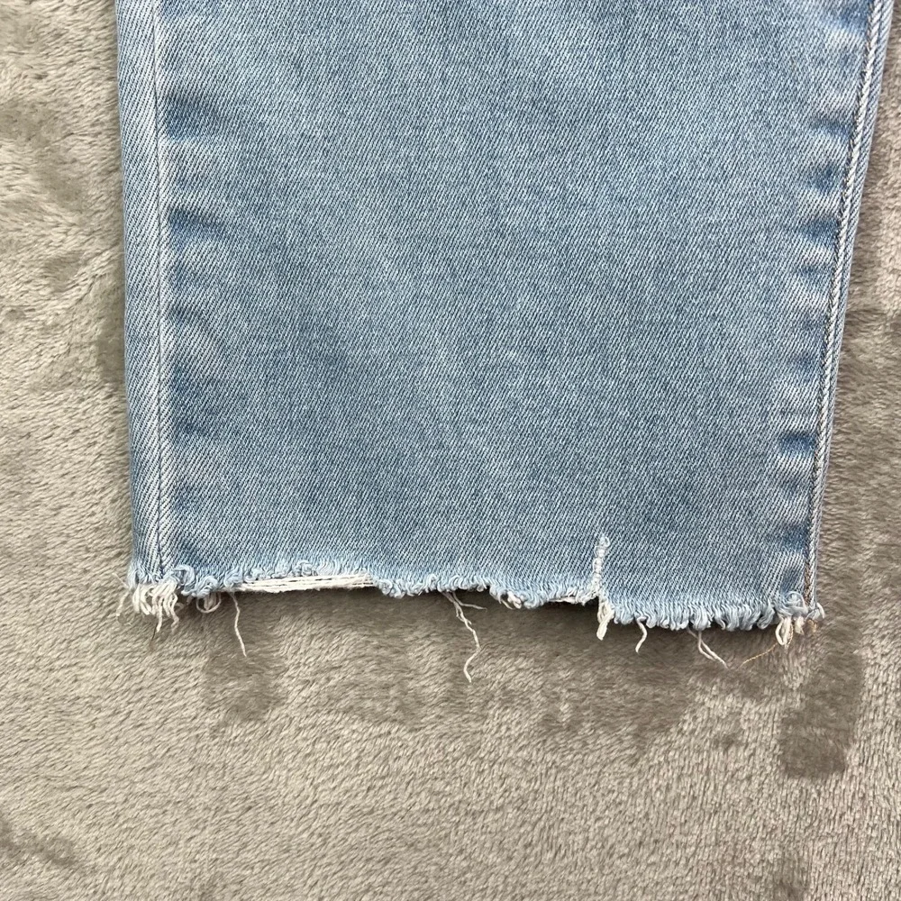 Paige Jeans Womens 31 Blue Hoxton Slim Crop Light‎ Wash High Rise Frayed Denim - Picture 3 of 16